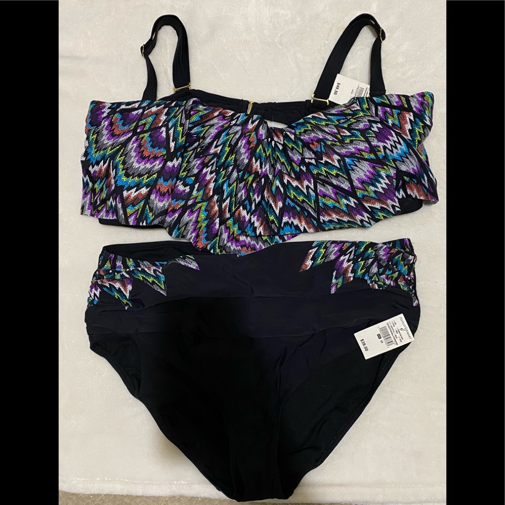 Black Multi Color Bikini Top and Bottom